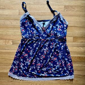 Y2K 90's LAURA ASHLEY Ladies Baby Doll Floral‎ & Lace Camisole Fairy Coquette XL